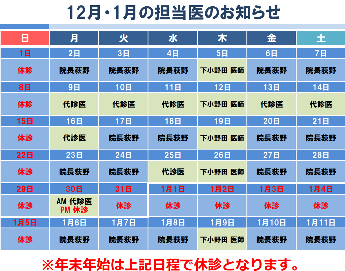 12月代診